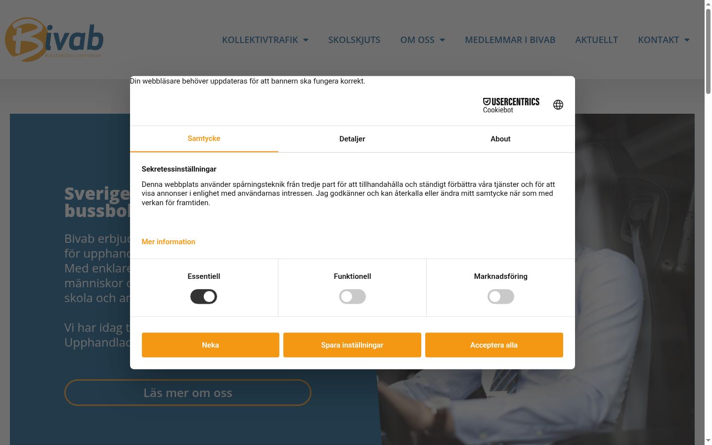 Screenshot of the consent banner shown before any interaction
