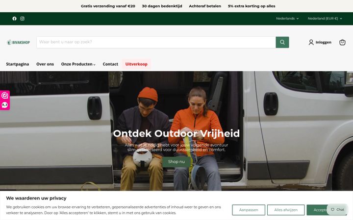 Screenshot of bivakshop.nl