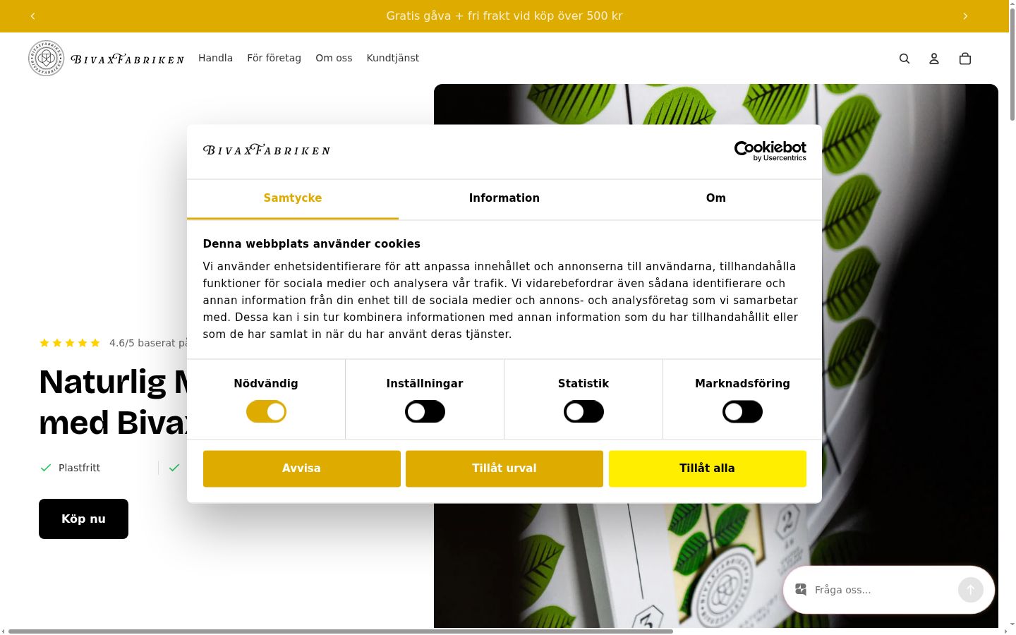 Screenshot of the consent banner shown before any interaction