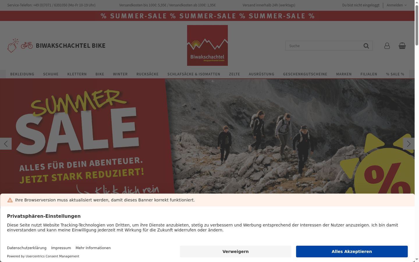 Screenshot van de toestemmingsbanner zoals getoond vóór enige interactie