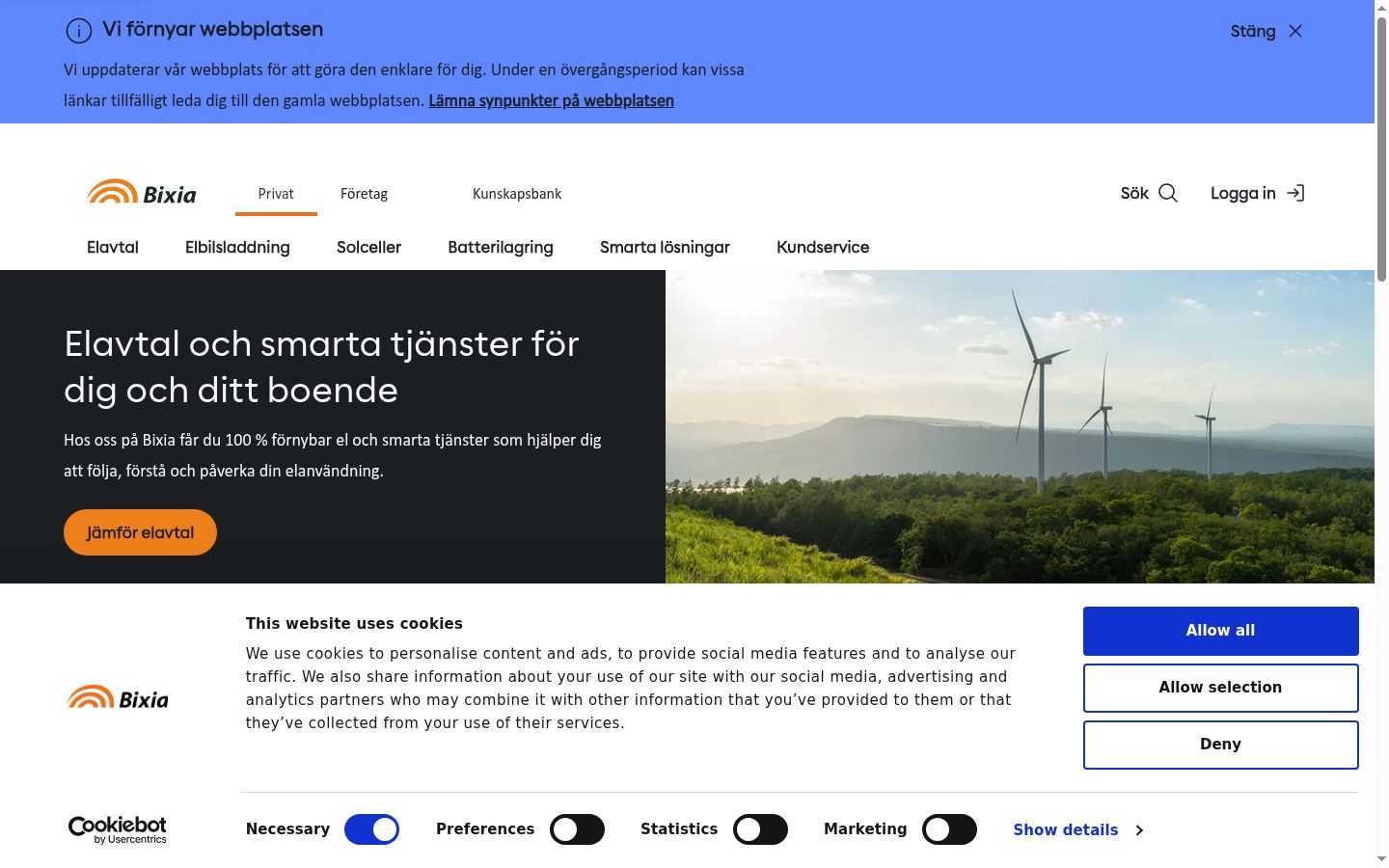 Screenshot van de toestemmingsbanner zoals getoond vóór enige interactie