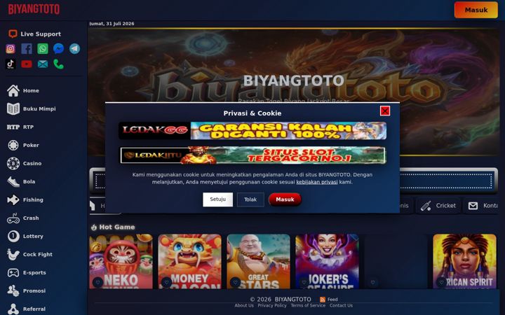 Screenshot of biyangtoto.org