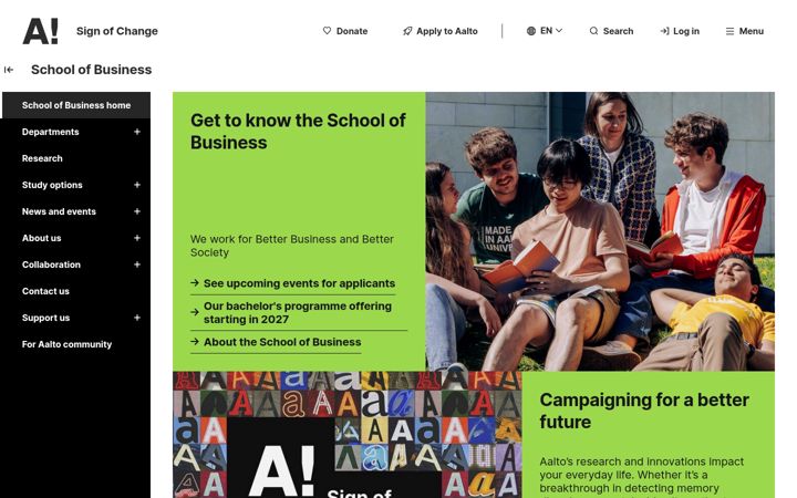 Screenshot of biz.aalto.fi
