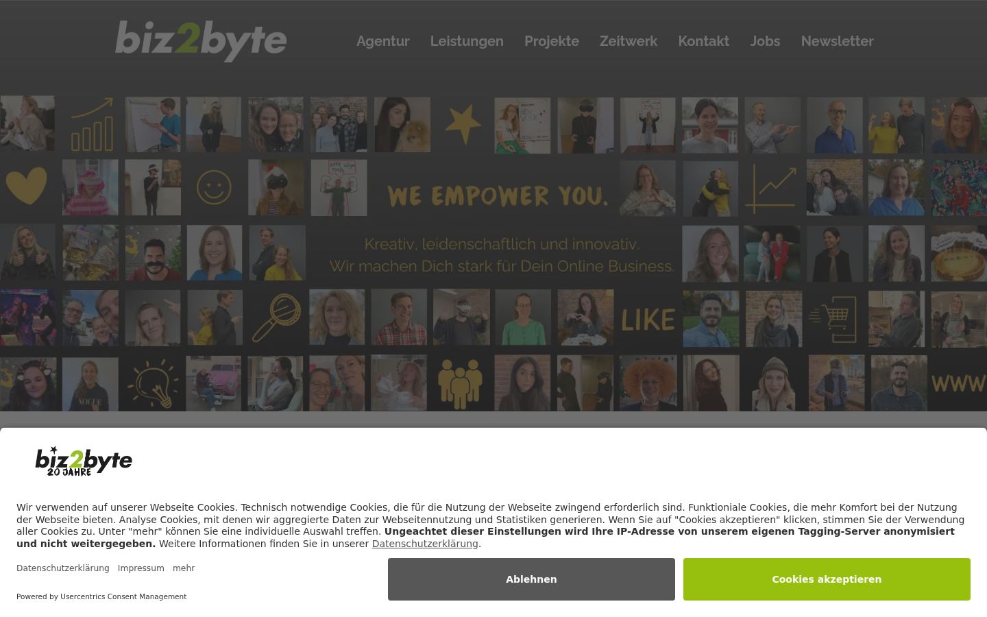 Screenshot of the consent banner shown before any interaction