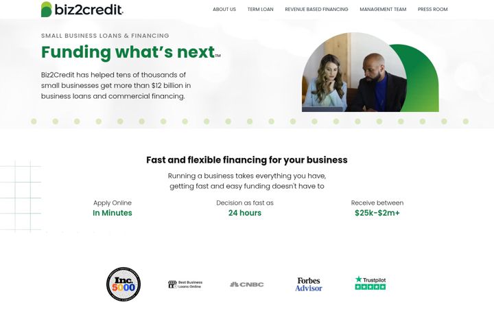 Screenshot di biz2credit.com