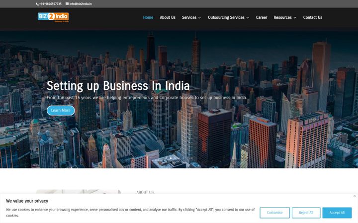 Snímek obrazovky biz2india.in