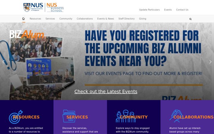 Screenshot of bizalum.nus.edu.sg