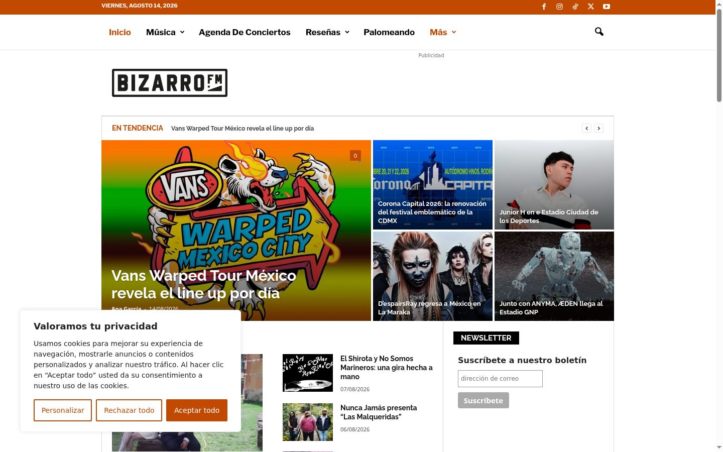 Ekrānuzņēmums ar piekrišanas baneri, kas tika rādīts pirms jebkādas mijiedarbības