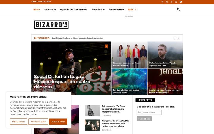 Screenshot of bizarro.fm