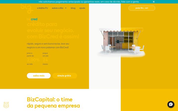 Captura de ecrã de bizcap.com.br