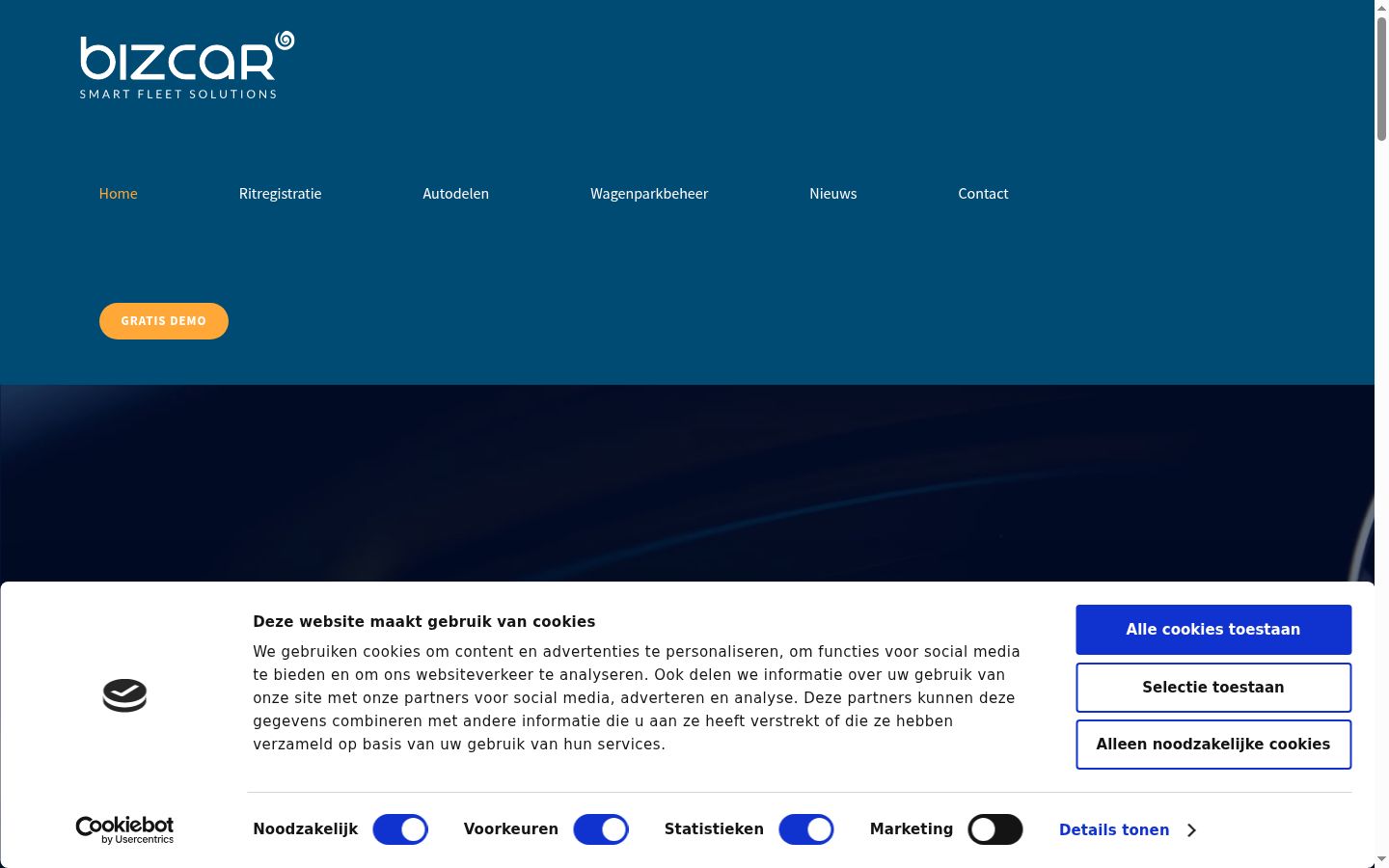 Screenshot des Einwilligungsbanners vor jeglicher Interaktion