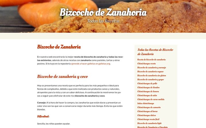Captura de ecrã de bizcochodezanahoria.es