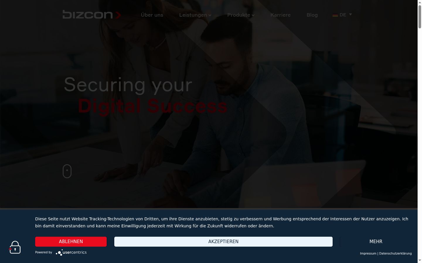 Screenshot of the consent banner shown before any interaction