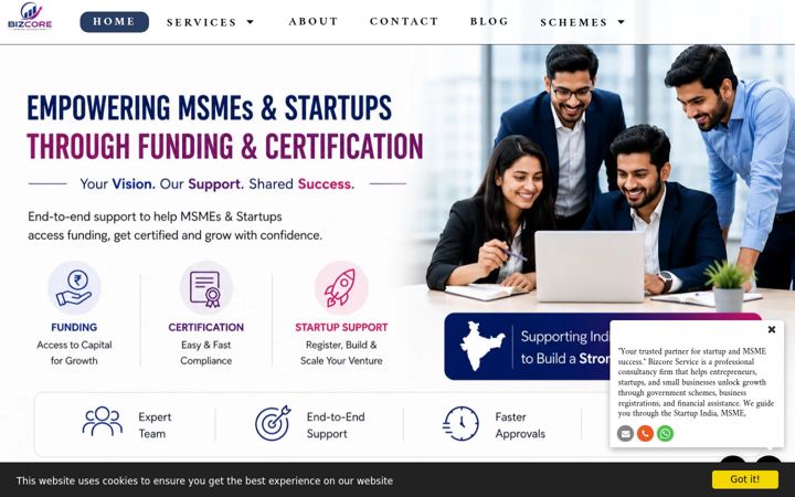 Screenshot of bizcoreservice.com