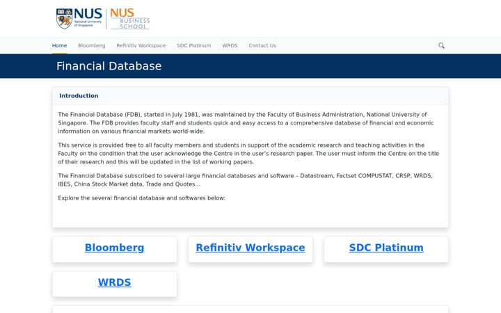 Screenshot of bizfdb.nus.edu.sg