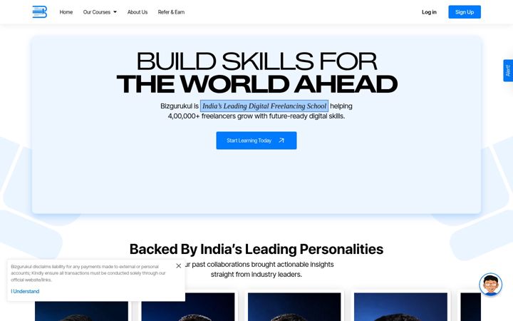 Screenshot of bizgurukul.com