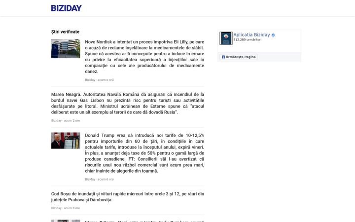 Screenshot of biziday.ro