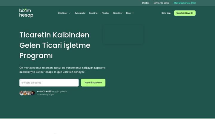 Snímek obrazovky bizimhesap.com