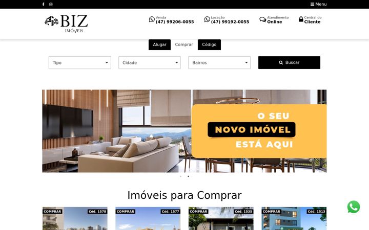 Екранна снимка на bizimoveis.com.br