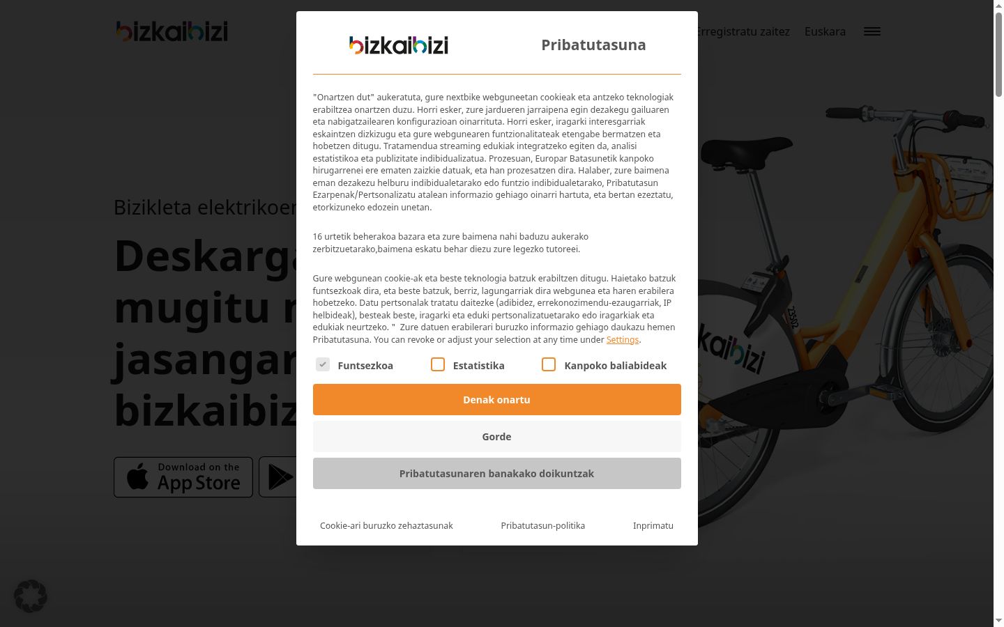 Screenshot des Einwilligungsbanners vor jeglicher Interaktion