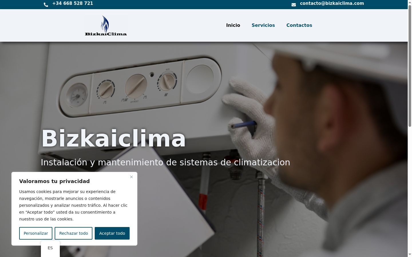 Captura de ecrã do banner de consentimento apresentado antes de qualquer interação