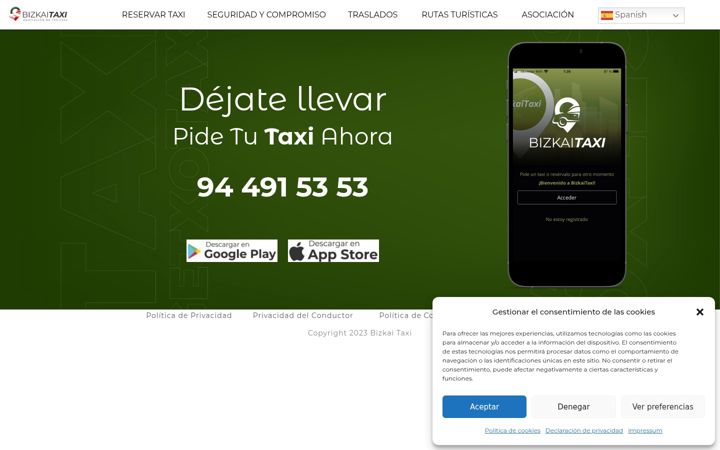 Screenshot of bizkaitaxi.eus