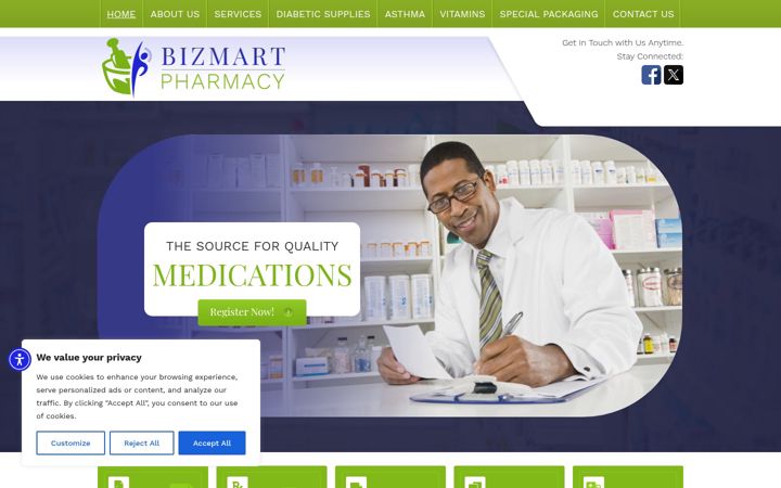 Screenshot of bizmartpharmacy.com