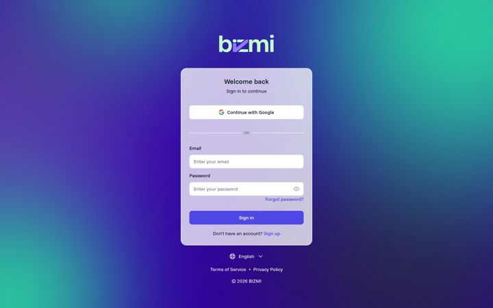 Screenshot of bizmi.app