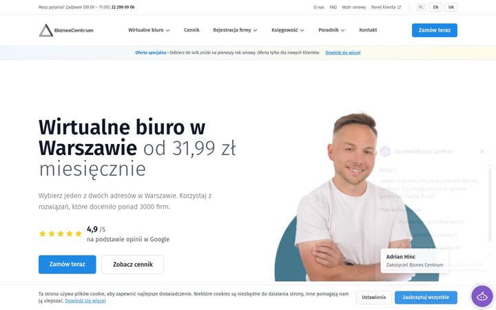 Screenshot of biznescentrum.com