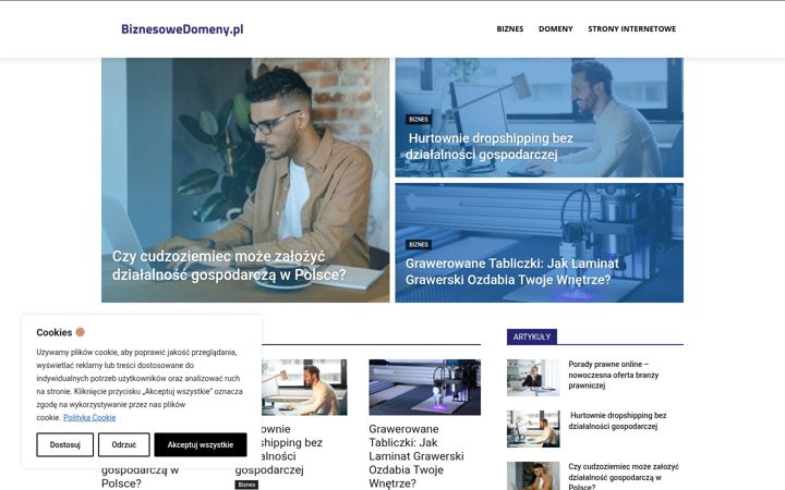 Captura de pantalla de biznesowedomeny.pl