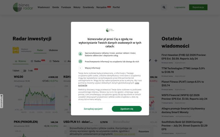 Screenshot of biznesradar.pl