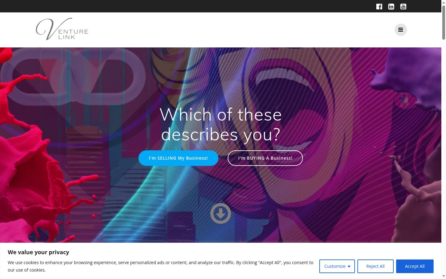 Captura de pantalla del banner de consentimiento mostrado antes de cualquier interacción