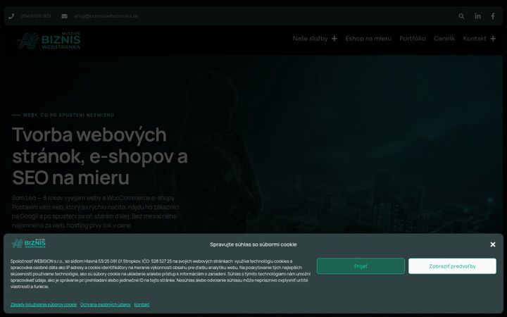 Screenshot von bizniswebstranka.sk