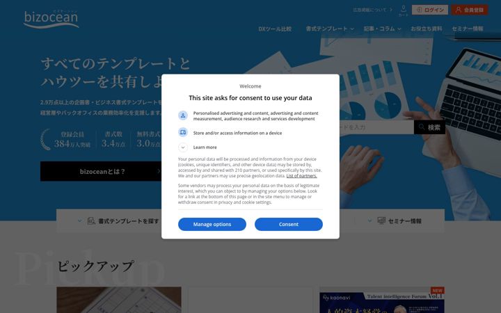 Screenshot of bizocean.jp