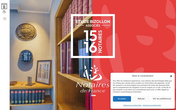 Screenshot of bizollon.notaires.fr