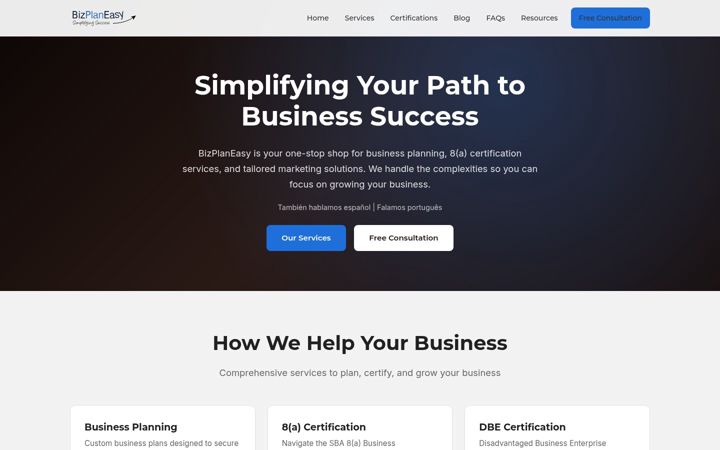 Screenshot of bizplaneasy.com