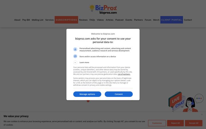 Screenshot of bizproz.com