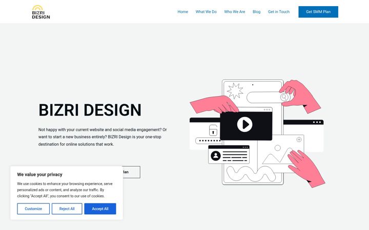 Skjámynd af bizridesign.com