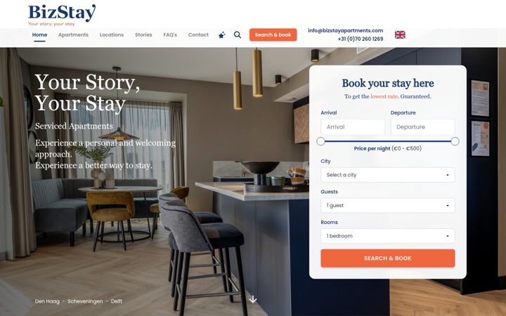 Screenshot of bizstaythehague.com