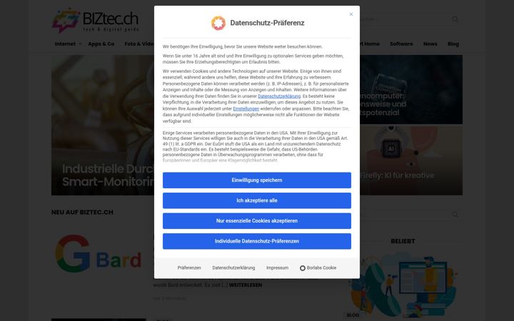 Screenshot of biztec.ch