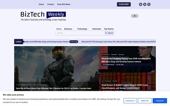 Screenshot von biztechweekly.com