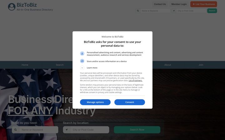 Screenshot of biztobiz.org