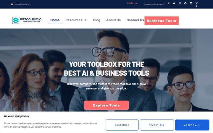 Screenshot of biztoolbox.io