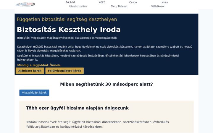 Screenshot of biztositaskeszthely.hu