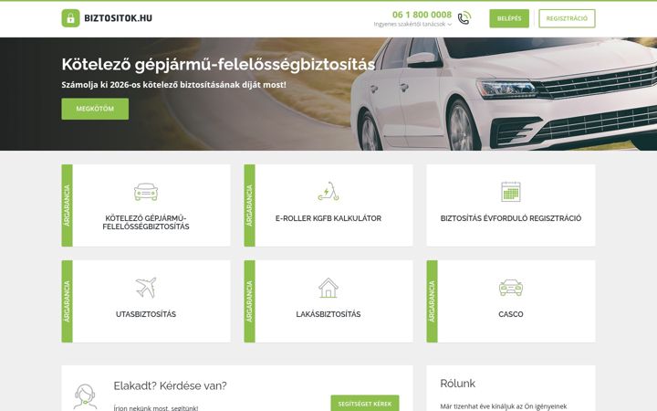 Screenshot ta' biztositok.hu