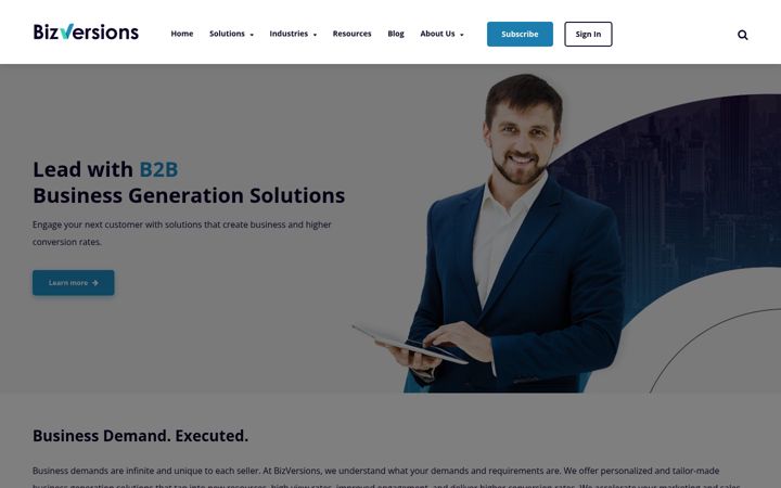 Screenshot of bizversions.com
