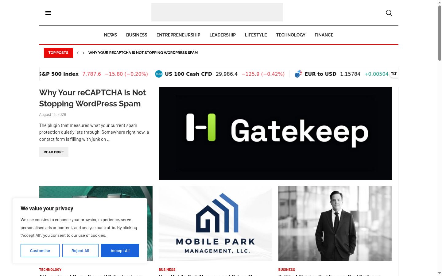 Screenshot του banner συγκατάθεσης που εμφανίστηκε πριν από οποιαδήποτε αλληλεπίδραση