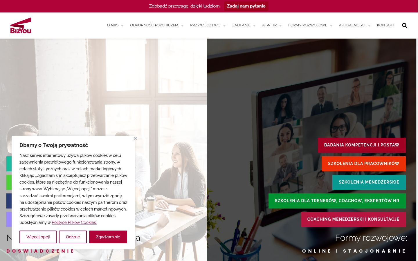Zrzut ekranu banera zgody wyświetlanego przed jakąkolwiek interakcją
