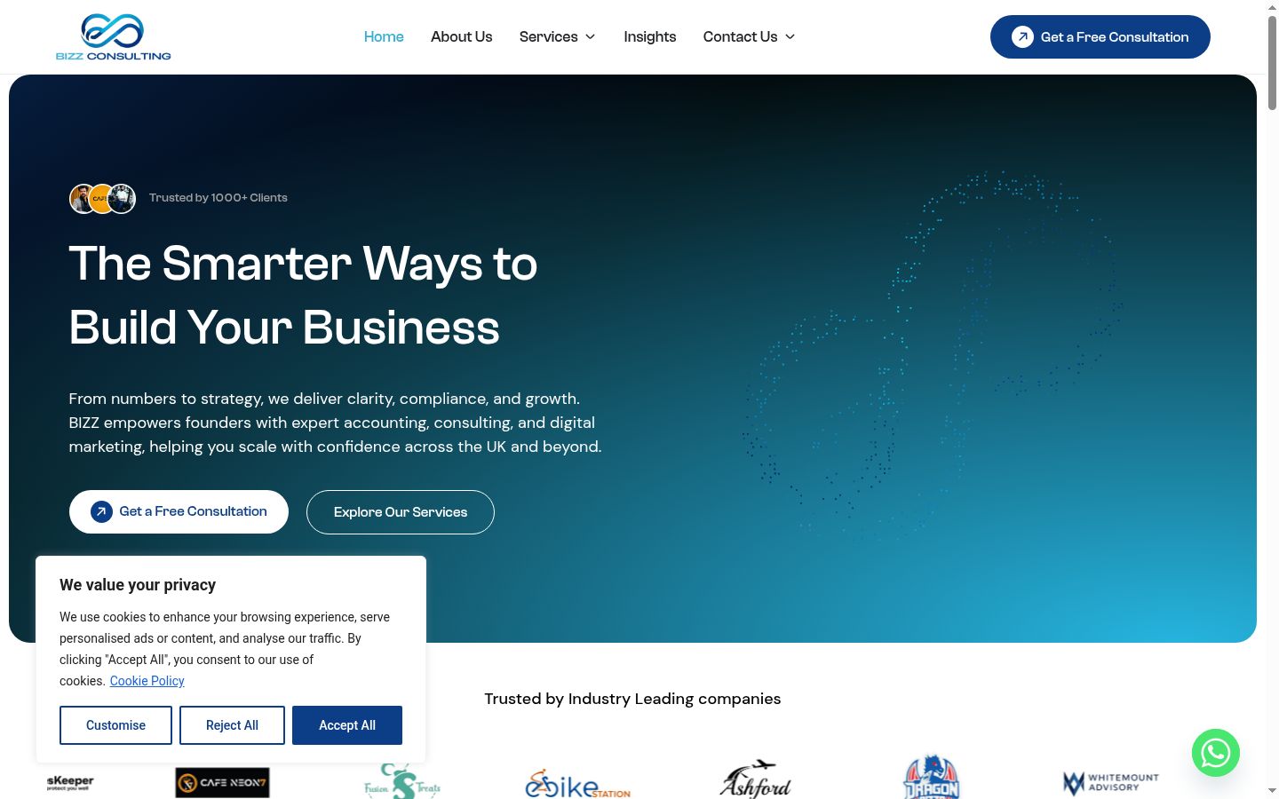Screenshot of the consent banner shown before any interaction