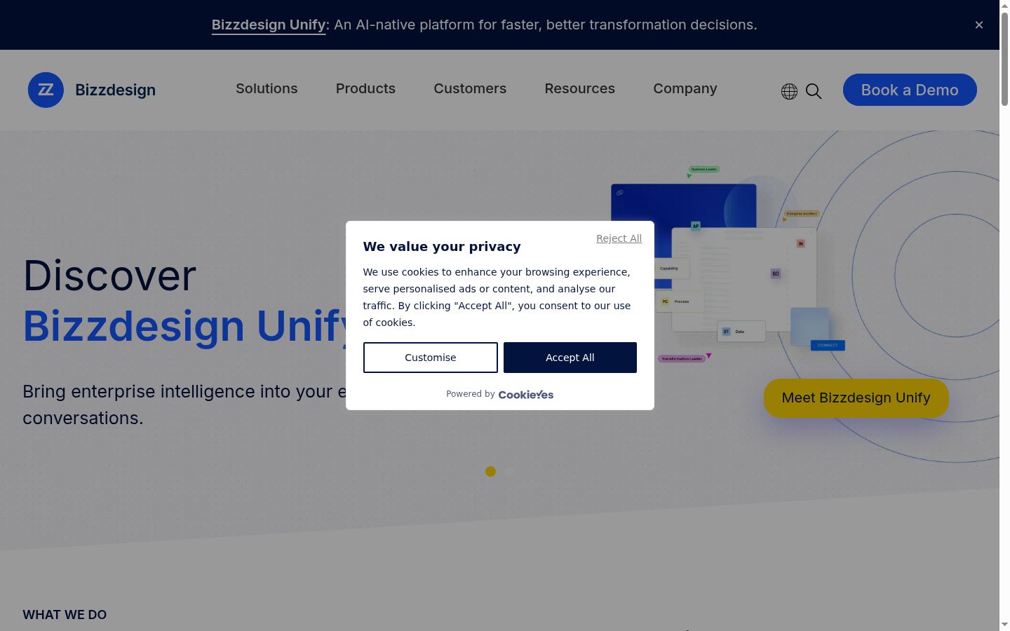 Screenshot of the consent banner shown before any interaction